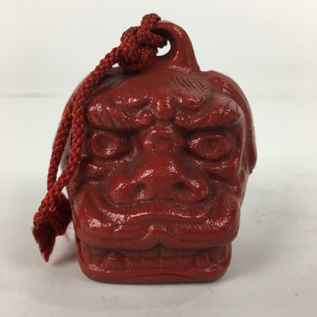 Japanese Iron Bell Vtg Tetsurin Dorei Doll Amulet Guardian dog Red DR335