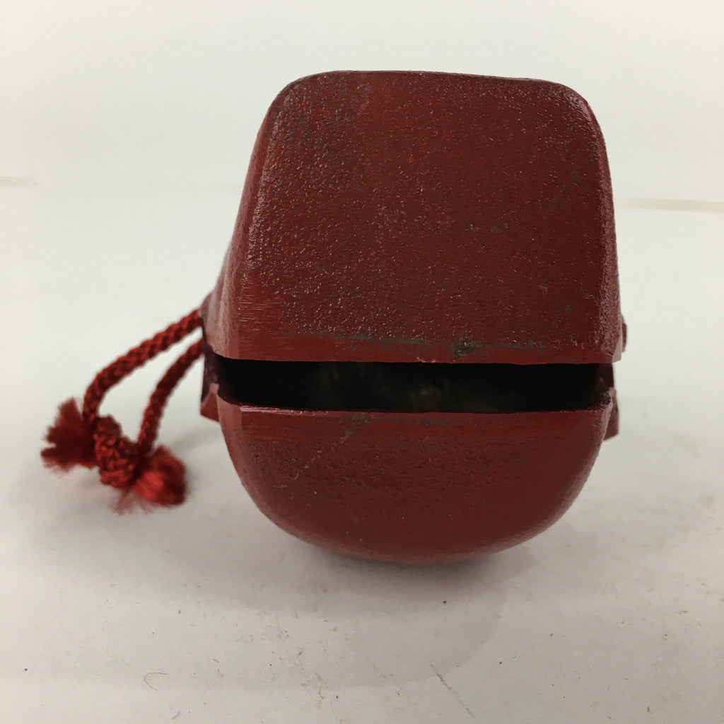 Japanese Iron Bell Vtg Tetsurin Dorei Doll Amulet Guardian dog Red DR335