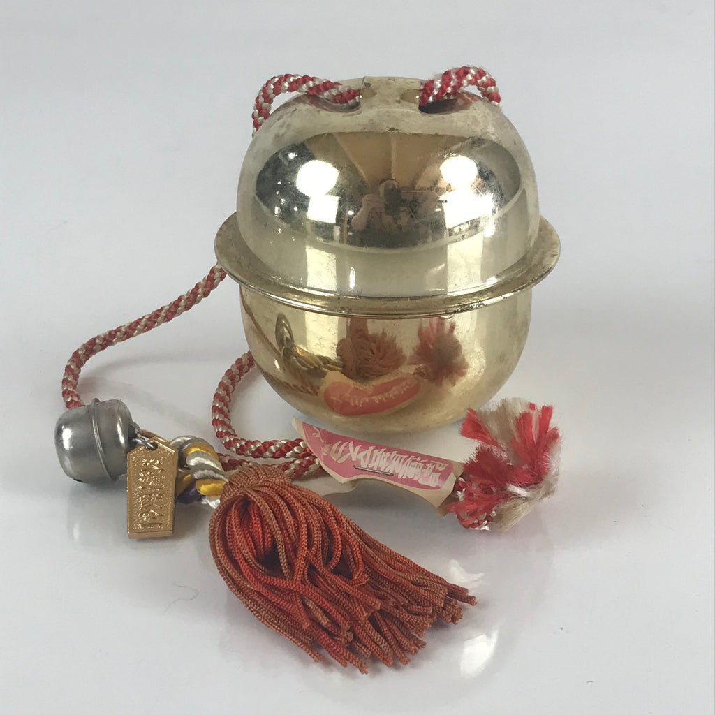 Japanese Iron Big Bell Vtg Bell Amulet Good Luck Traffic Safety Ornament JK394