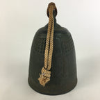 Japanese Iron Buddhist Bell Bonsho Vtg Big Bell Temple Green Ornament BD633