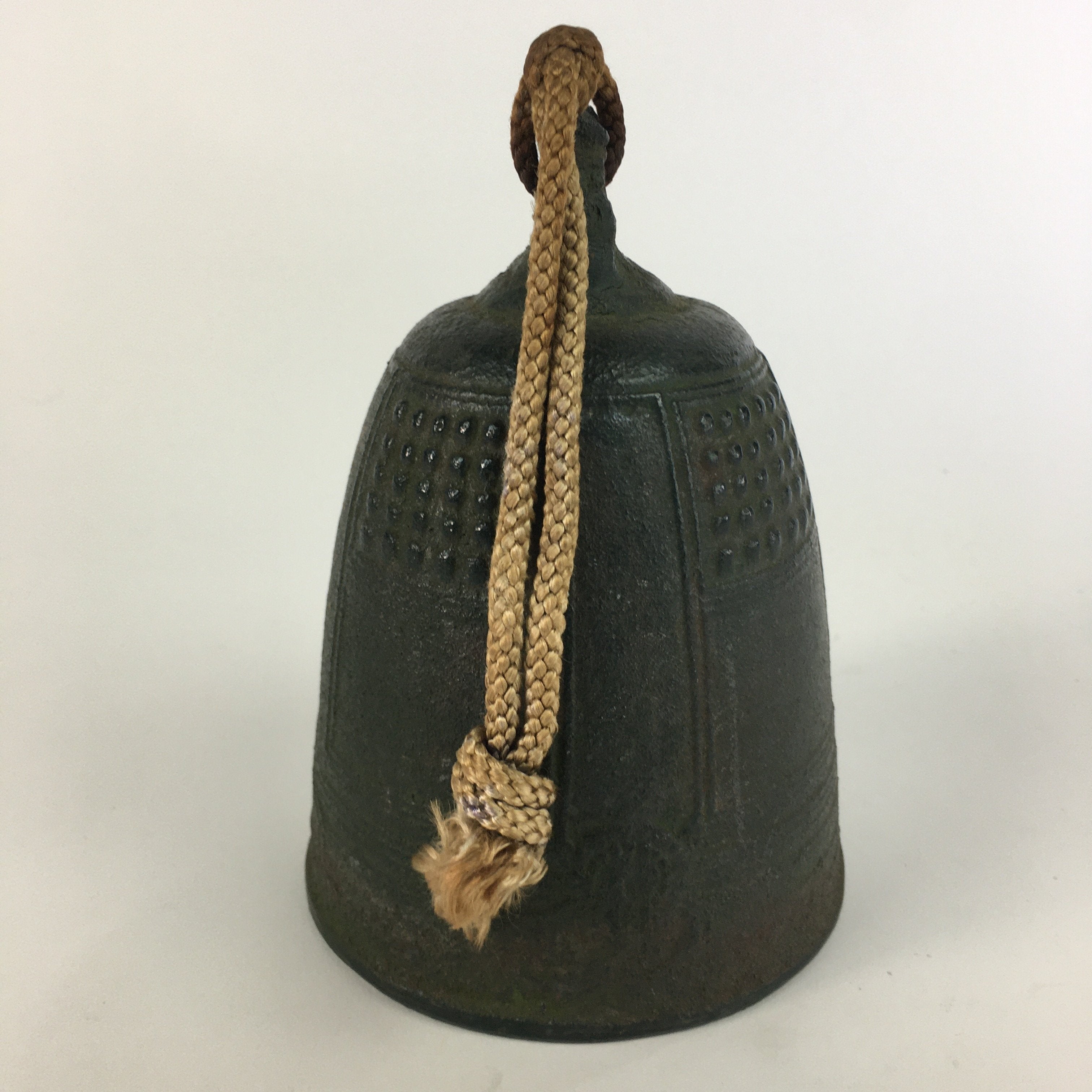Japanese Iron Buddhist Bell Bonsho Vtg Big Bell Temple Green Ornament BD633