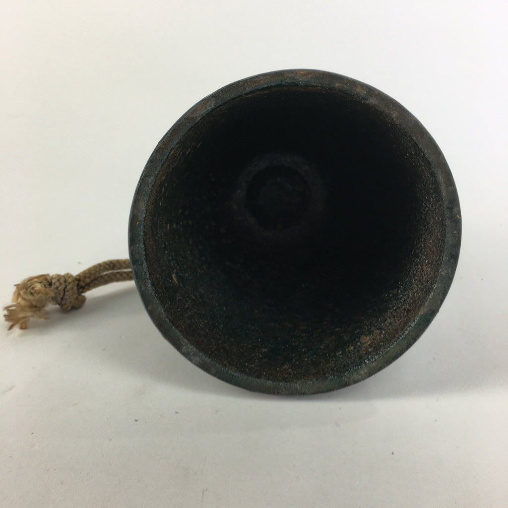 Japanese Iron Buddhist Bell Bonsho Vtg Big Bell Temple Green Ornament BD633
