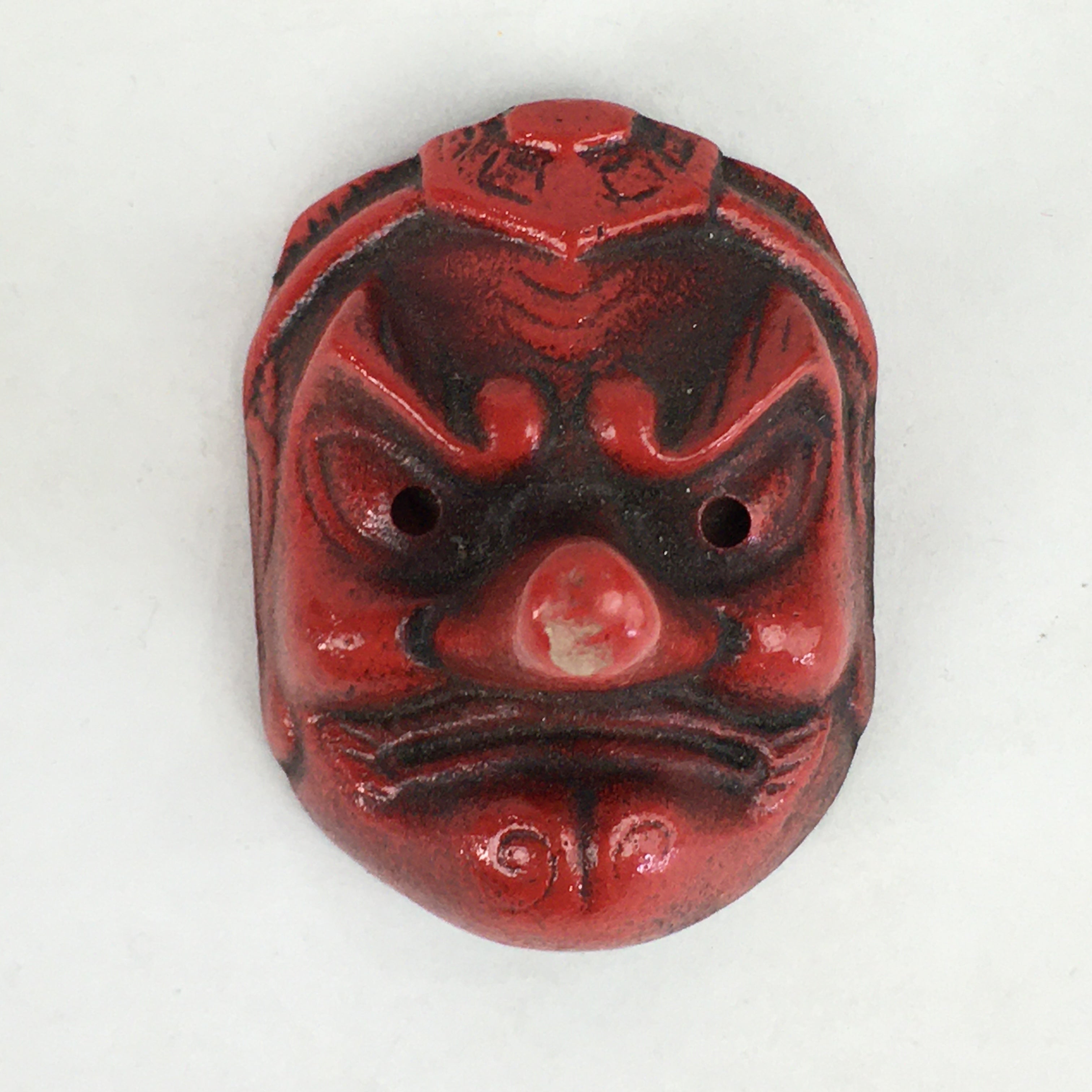 Japanese Iron Display Bunchin Paperweight Vtg Dockman Braggart Tengu Red T93