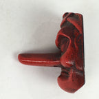 Japanese Iron Display Bunchin Paperweight Vtg Dockman Braggart Tengu Red T93