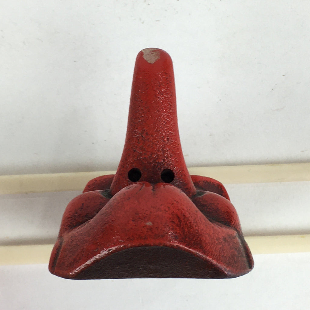 Japanese Iron Display Bunchin Paperweight Vtg Dockman Braggart Tengu Red T93