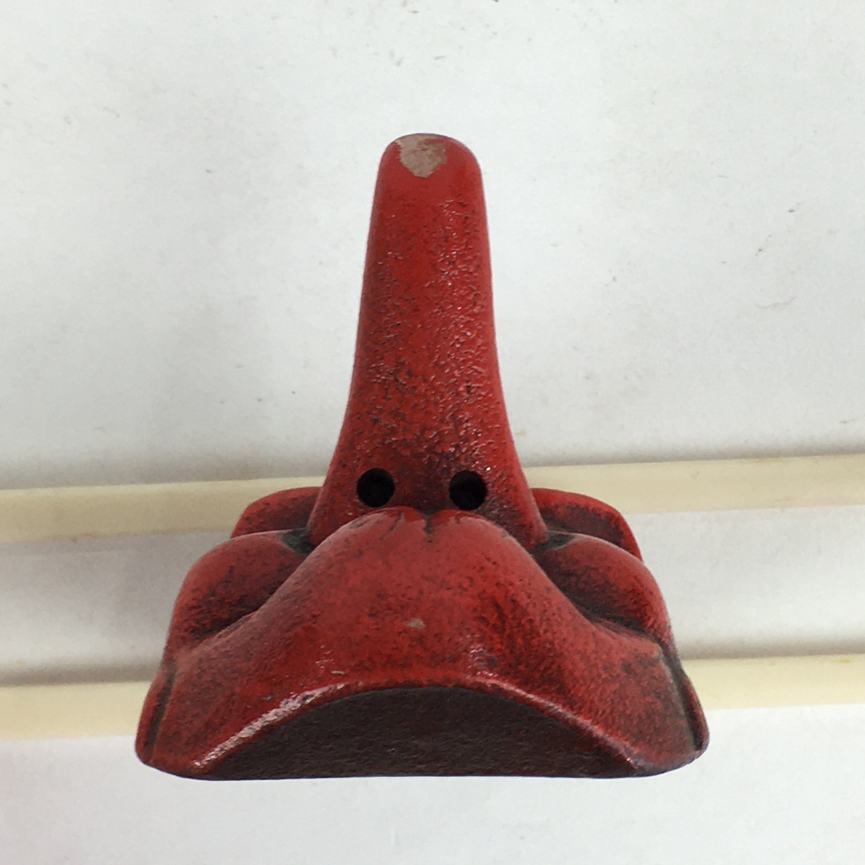 Japanese Iron Display Bunchin Paperweight Vtg Dockman Braggart Tengu Red T93