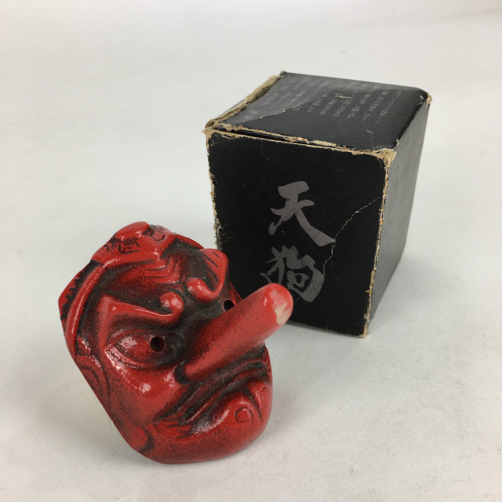 Japanese Iron Display Bunchin Paperweight Vtg Dockman Braggart Tengu Red T93