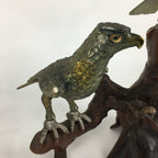 Japanese Iron Eagle Statue Vtg Display Ornament Okimono Gold Bird BD776