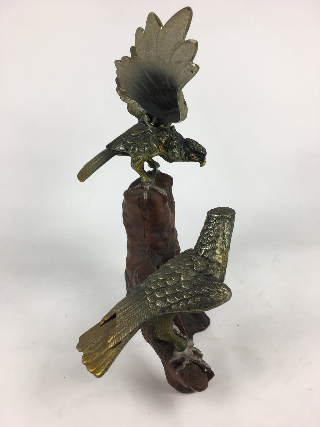 Japanese Iron Eagle Statue Vtg Display Ornament Okimono Gold Bird BD776