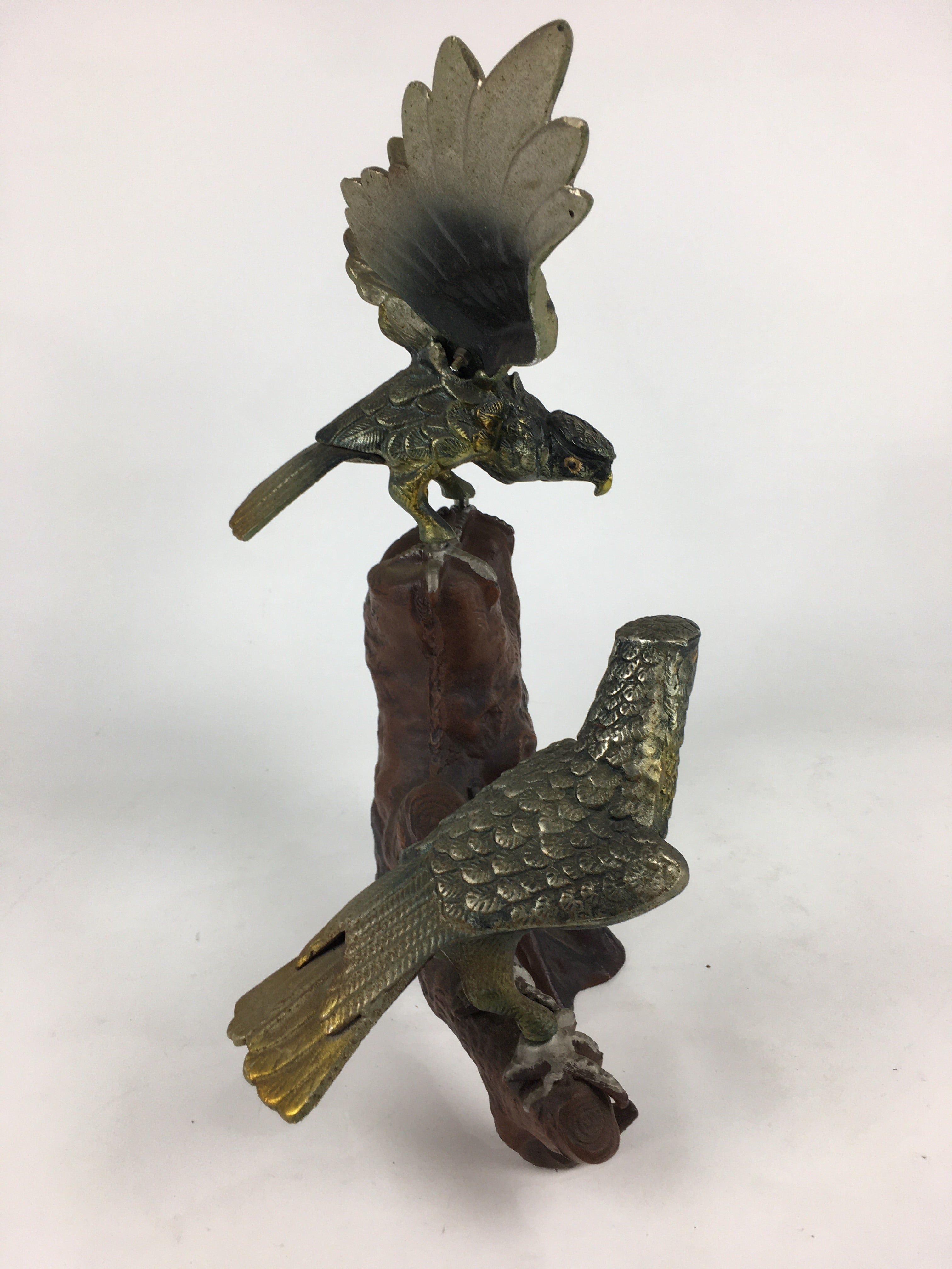 Japanese Iron Eagle Statue Vtg Display Ornament Okimono Gold Bird BD776