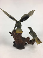 Japanese Iron Eagle Statue Vtg Display Ornament Okimono Gold Bird BD776