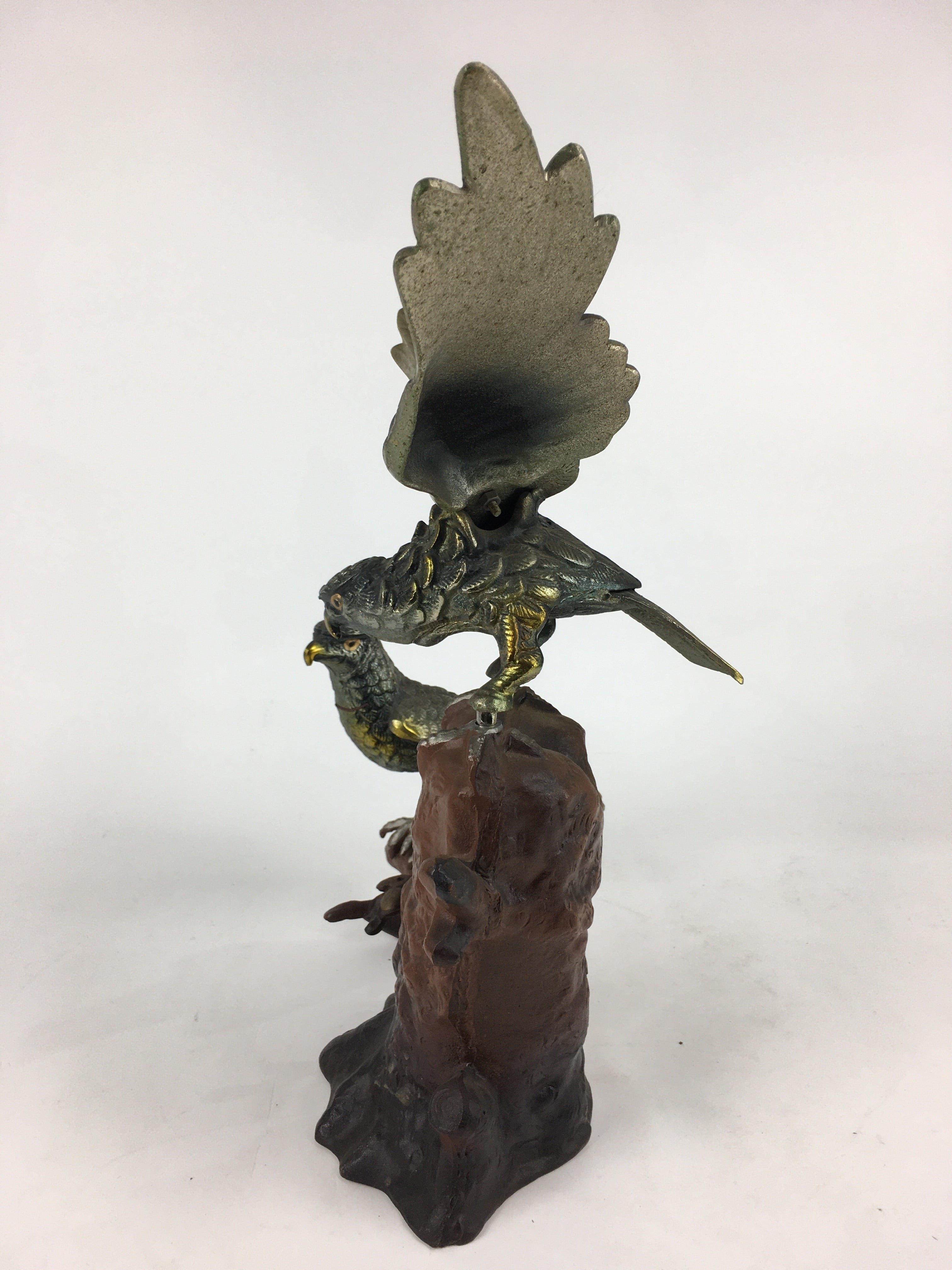 Japanese Iron Eagle Statue Vtg Display Ornament Okimono Gold Bird BD776