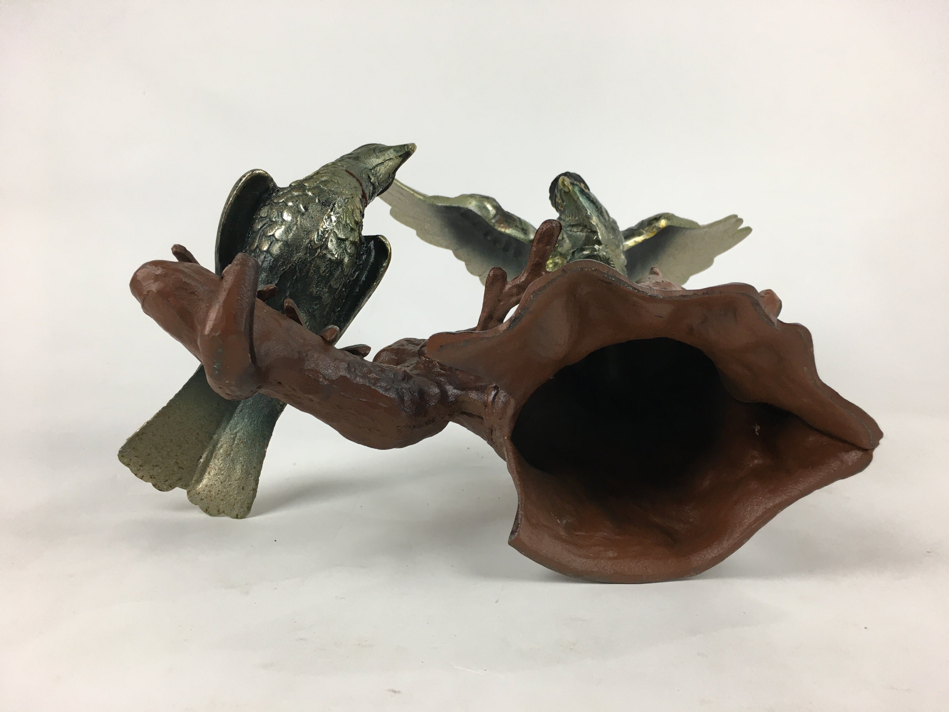Japanese Iron Eagle Statue Vtg Display Ornament Okimono Gold Bird BD776