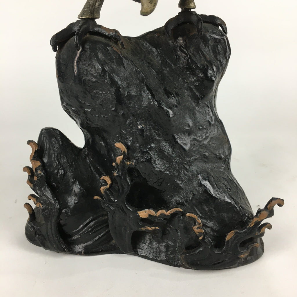 Japanese Iron Eagle Statue Vtg Display Ornament Okimono Gold Bird BD777