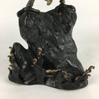 Japanese Iron Eagle Statue Vtg Display Ornament Okimono Gold Bird BD777