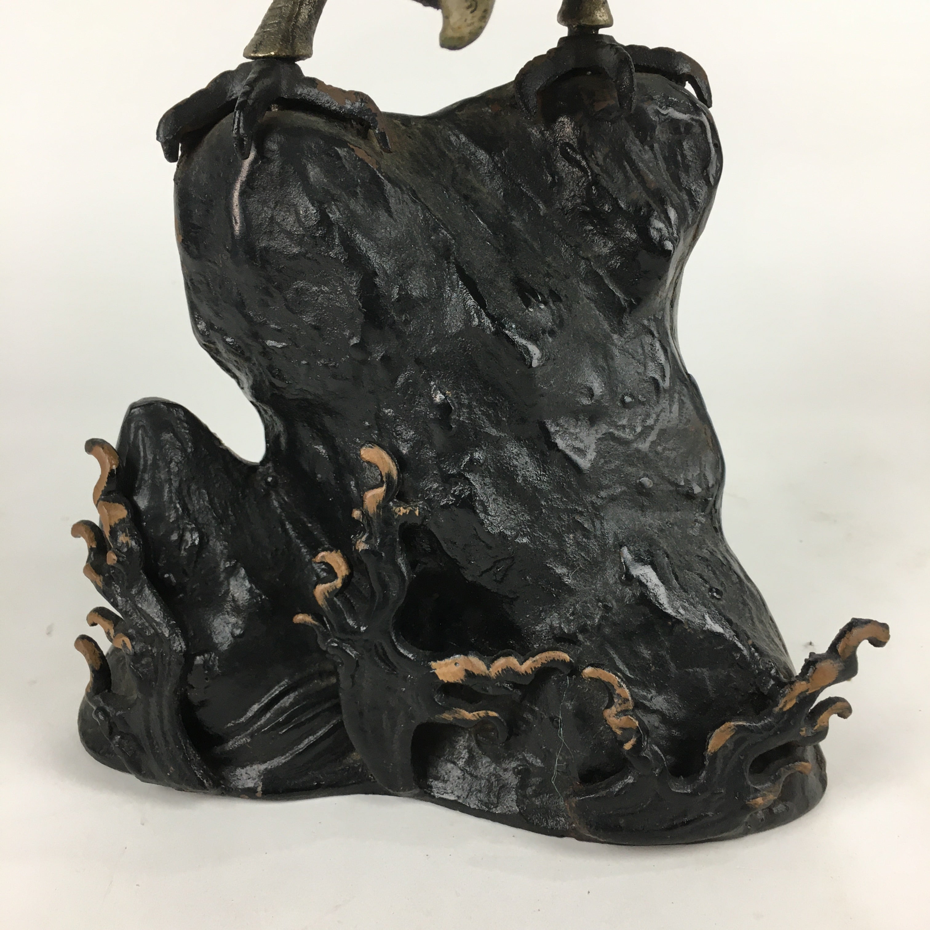Japanese Iron Eagle Statue Vtg Display Ornament Okimono Gold Bird BD777