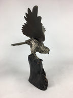 Japanese Iron Eagle Statue Vtg Display Ornament Okimono Gold Bird BD777