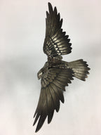 Japanese Iron Eagle Statue Vtg Display Ornament Okimono Gold Bird BD777