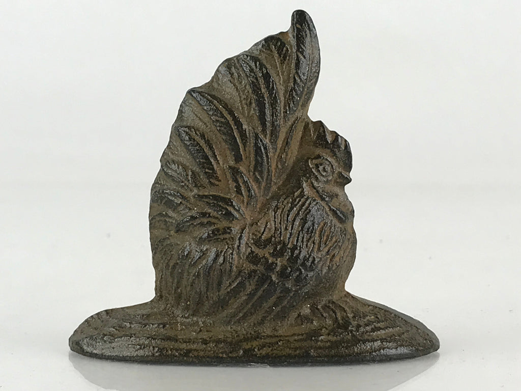 Japanese Iron Figurine Vtg Metal Craft Zodiac Chicken Paperweight Bunchin JK420