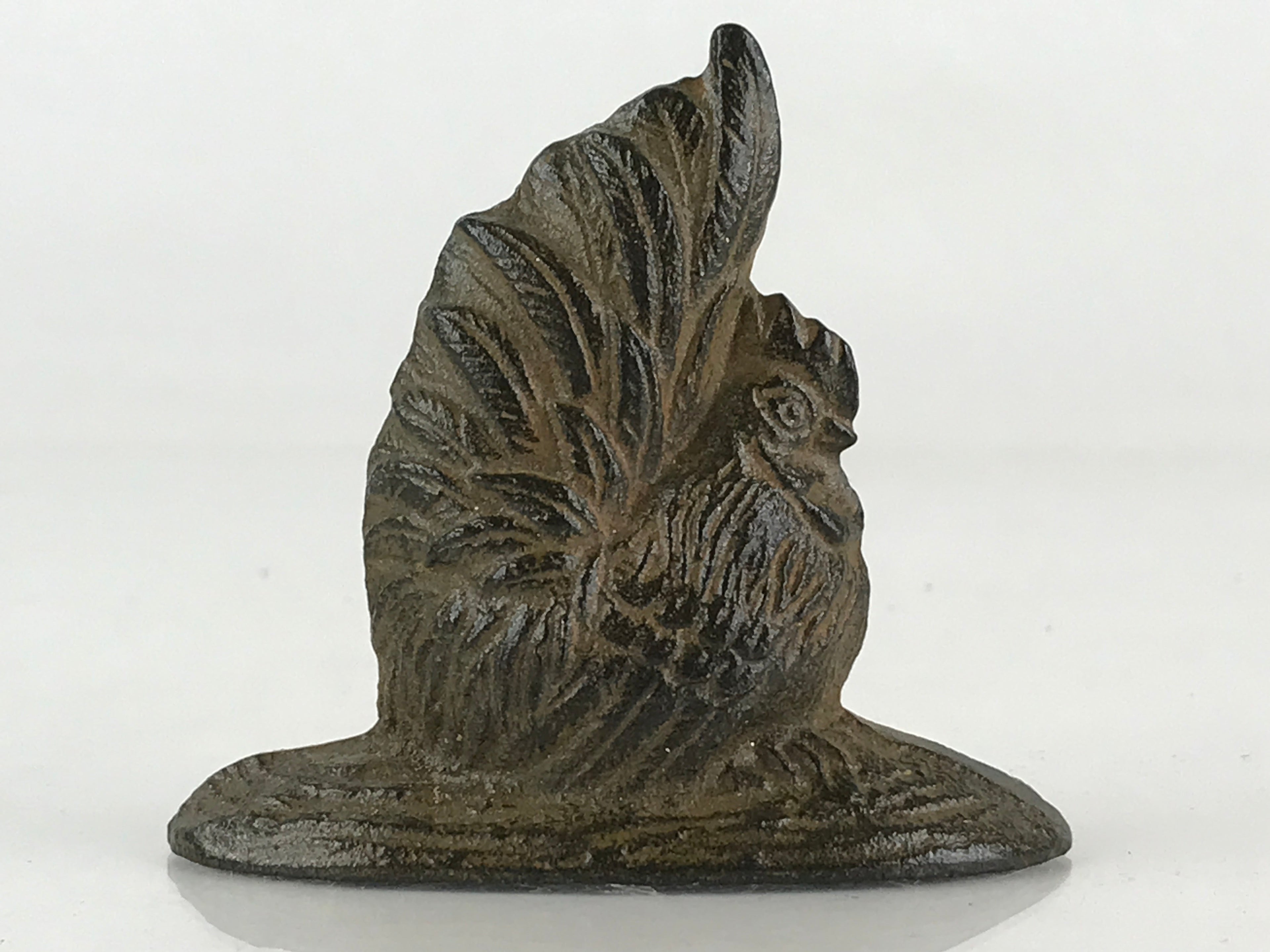 Japanese Iron Figurine Vtg Metal Craft Zodiac Chicken Paperweight Bunchin JK420