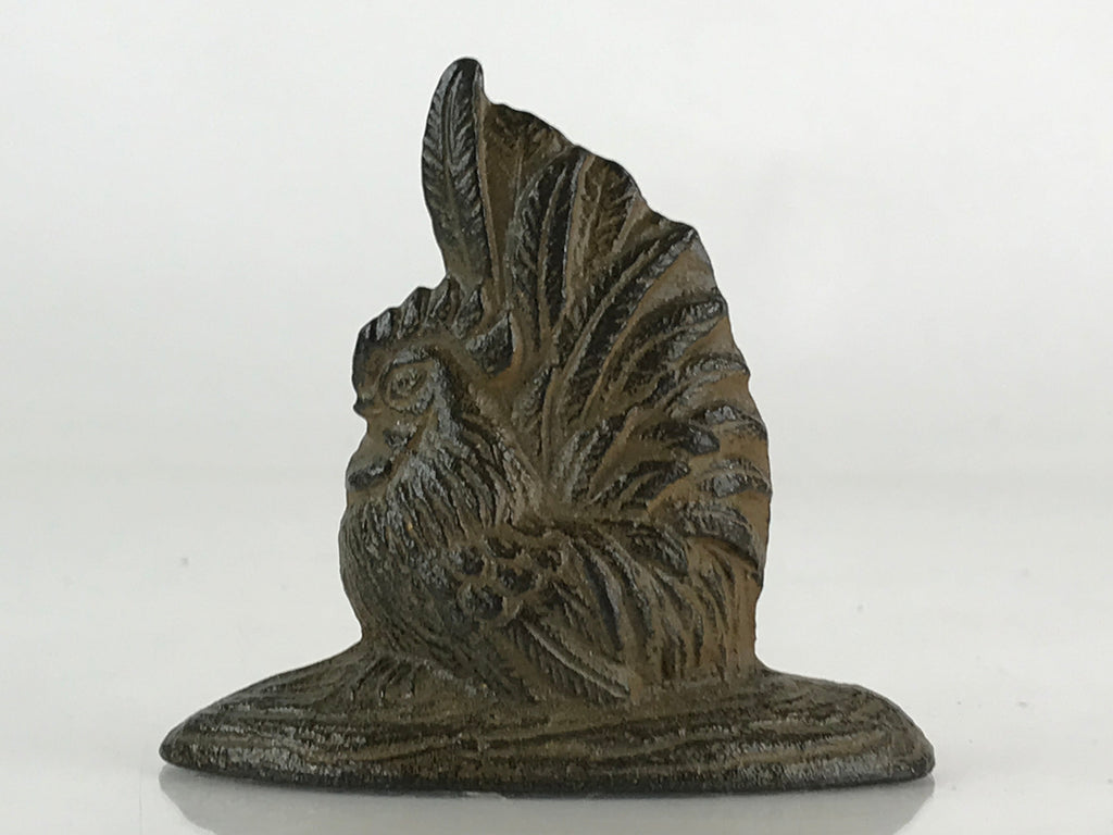 Japanese Iron Figurine Vtg Metal Craft Zodiac Chicken Paperweight Bunchin JK420