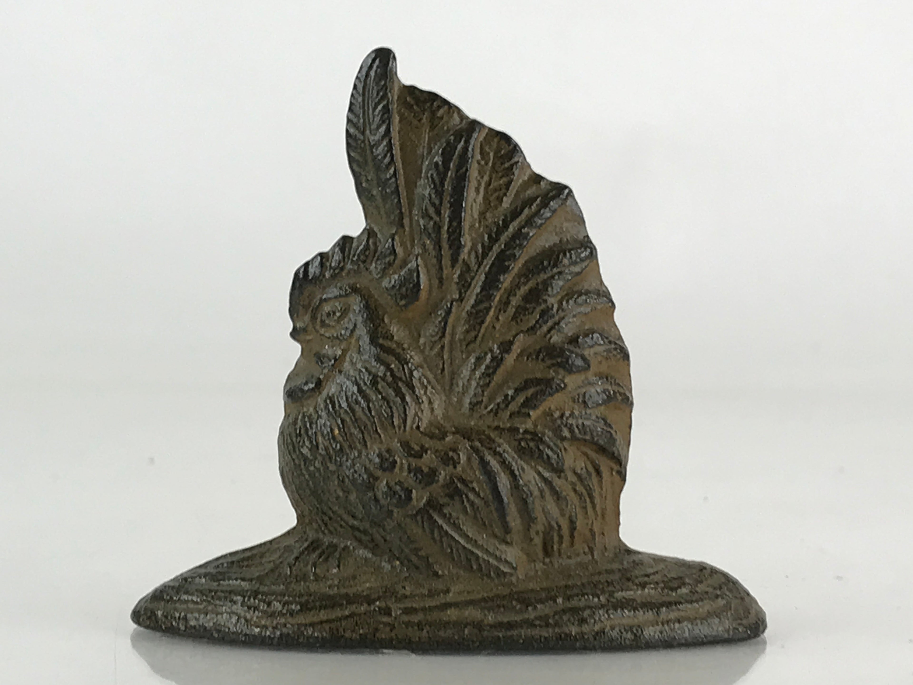 Japanese Iron Figurine Vtg Metal Craft Zodiac Chicken Paperweight Bunchin JK420
