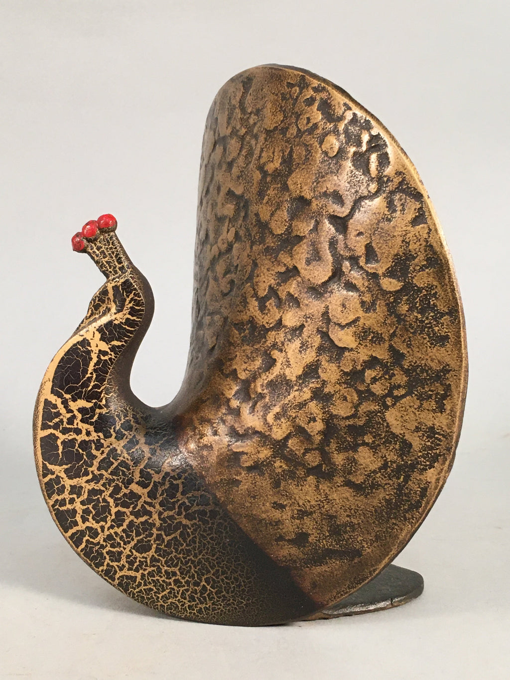 Japanese Iron Peacock Statue Vtg Display Bird Metal Ornament Okimono BD585