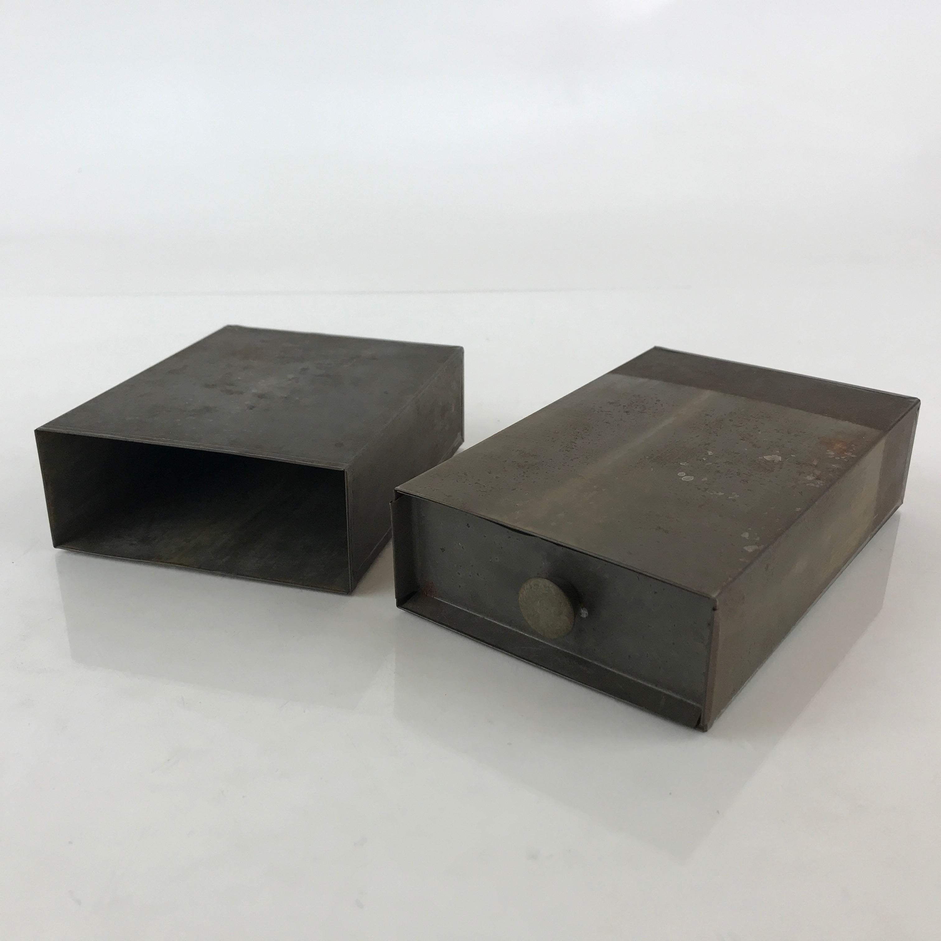 Japanese Iron Safe Drawer Type Box Vtg Compact Portable Size Bank Box Pillow JK4