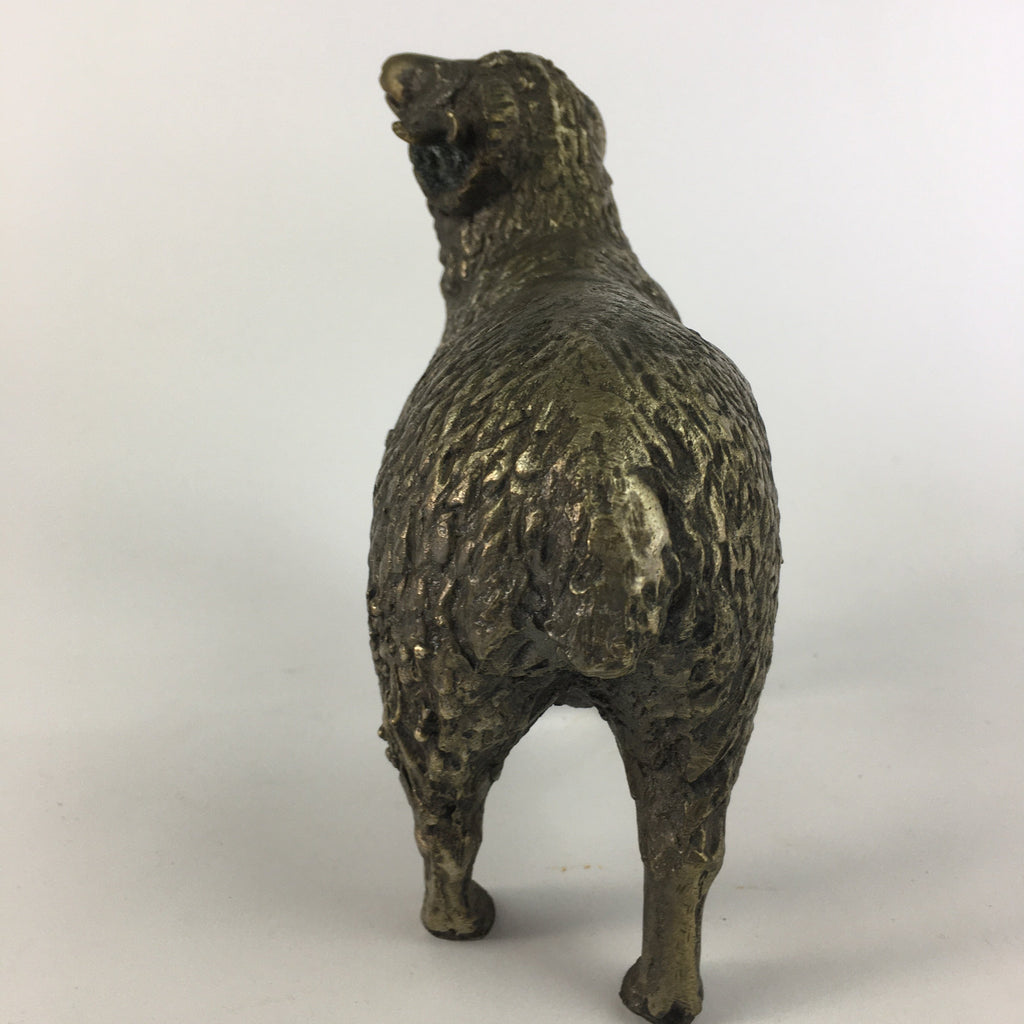 Japanese Iron Sheep Statue Vtg Display Metal Ornament Okimono Gold BD630