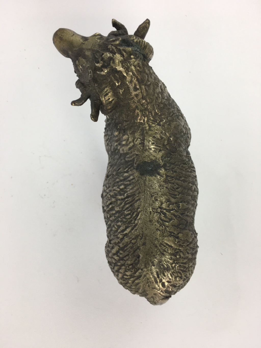 Japanese Iron Sheep Statue Vtg Display Metal Ornament Okimono Gold BD630