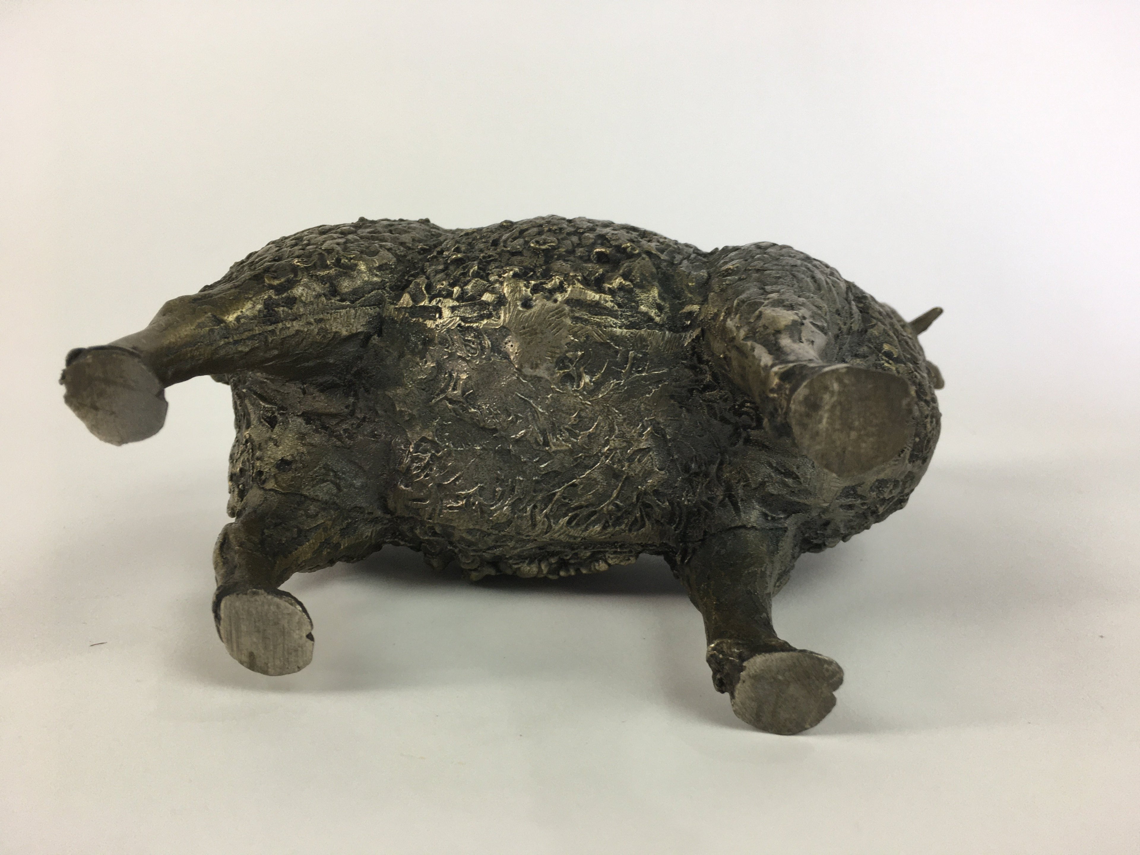 Japanese Iron Sheep Statue Vtg Display Metal Ornament Okimono Gold BD630