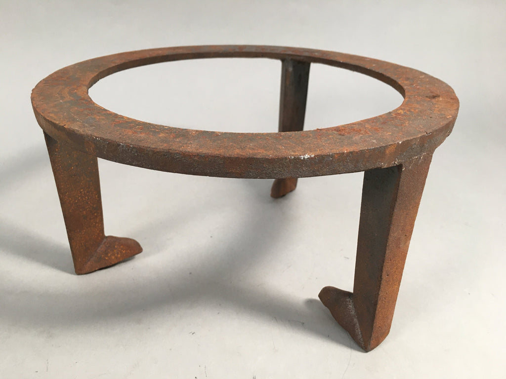 Japanese Iron Tetsubin Stand Vtg Metal Gotoku Hibachi Brazier Ash Pot JK136