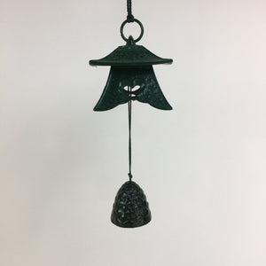 Japanese Iron Wind Chime Vtg Wind Bell Hanging decoration Green Furin JK249