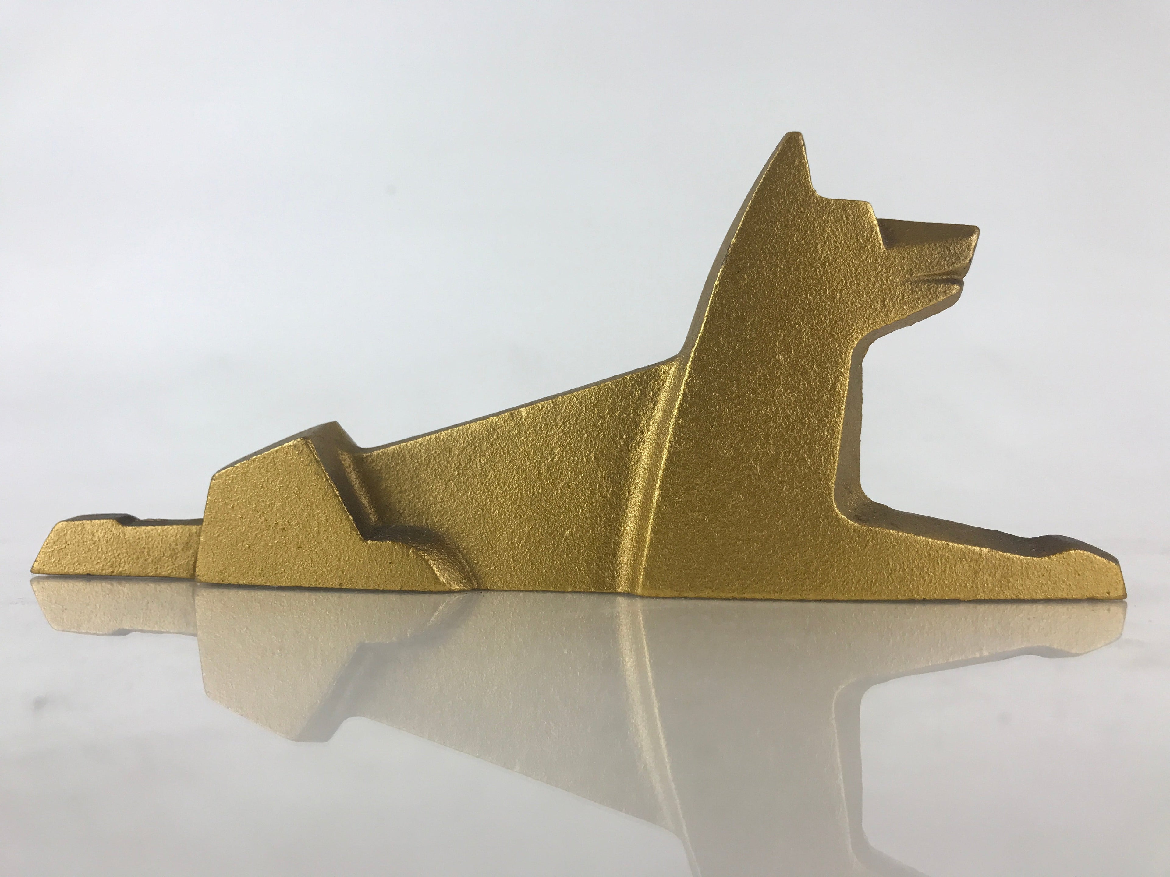 Japanese Iron Zodiac Symbol Dog Figurine Vtg Ornament Okimono Inu Gold BD868