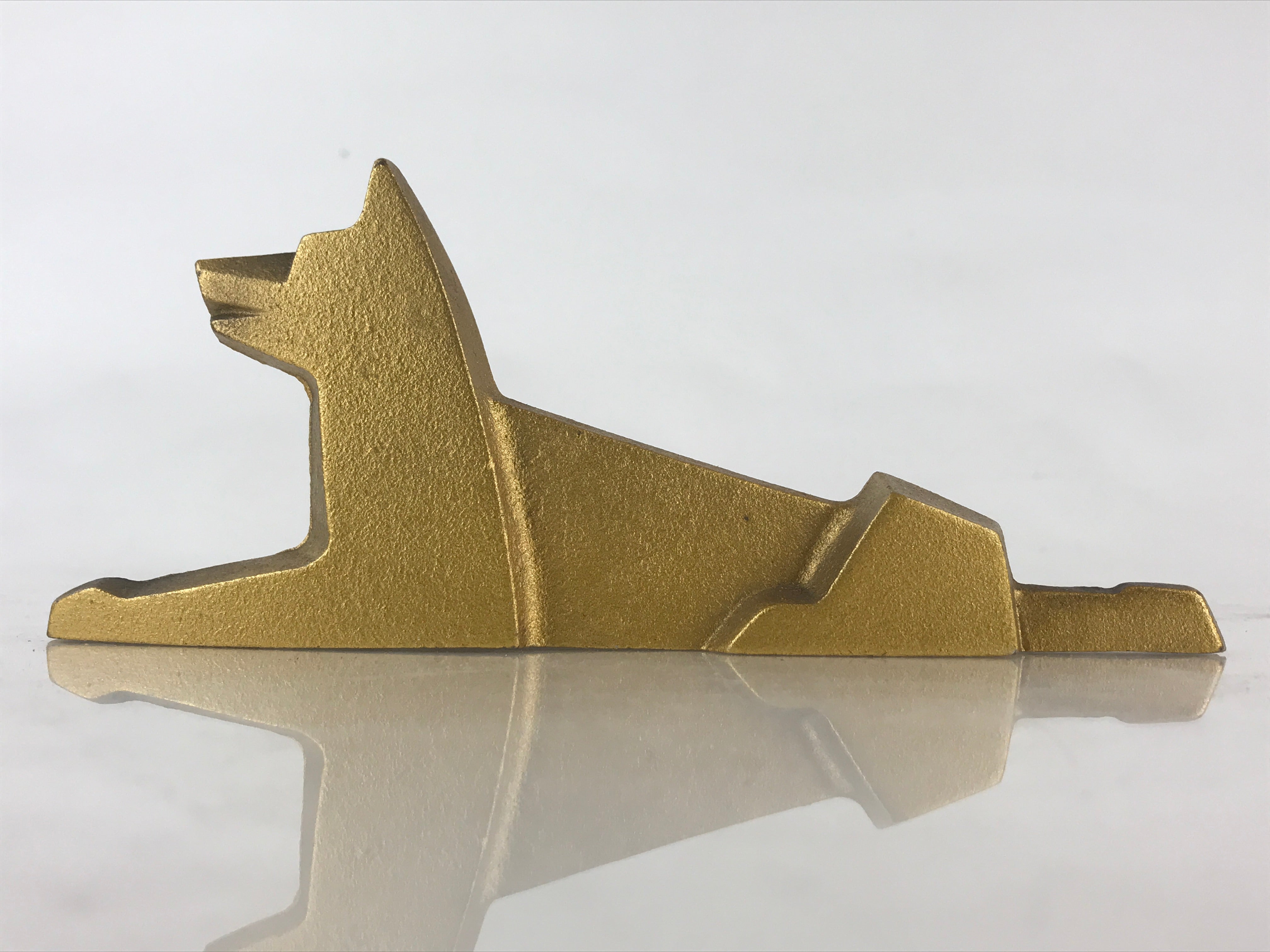 Japanese Iron Zodiac Symbol Dog Figurine Vtg Ornament Okimono Inu Gold BD868