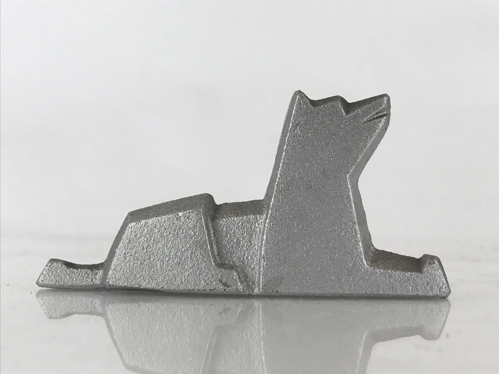 Japanese Iron Zodiac Symbol Dog Figurine Vtg Ornament Okimono Inu Silver BD869