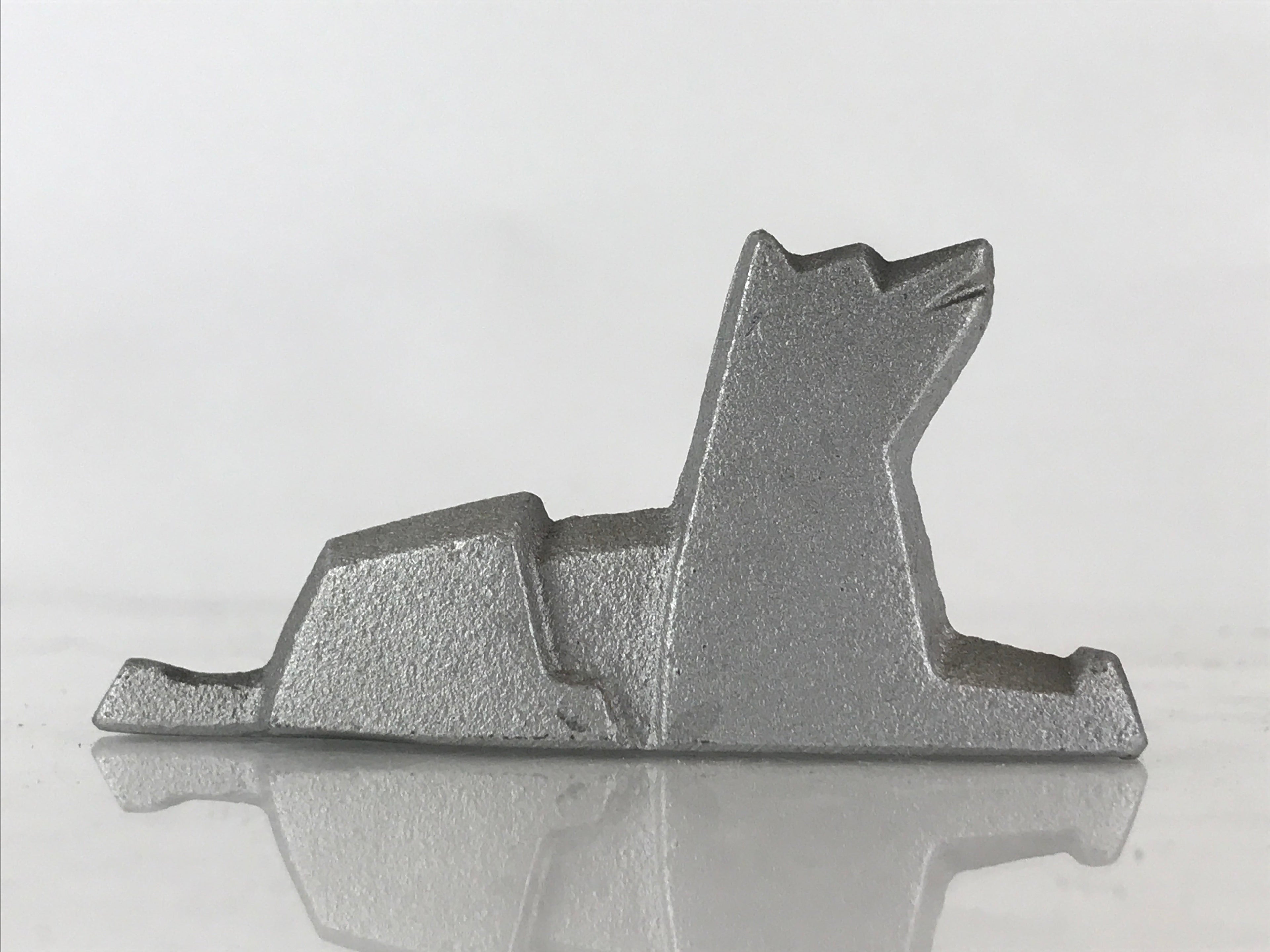 Japanese Iron Zodiac Symbol Dog Figurine Vtg Ornament Okimono Inu Silver BD869