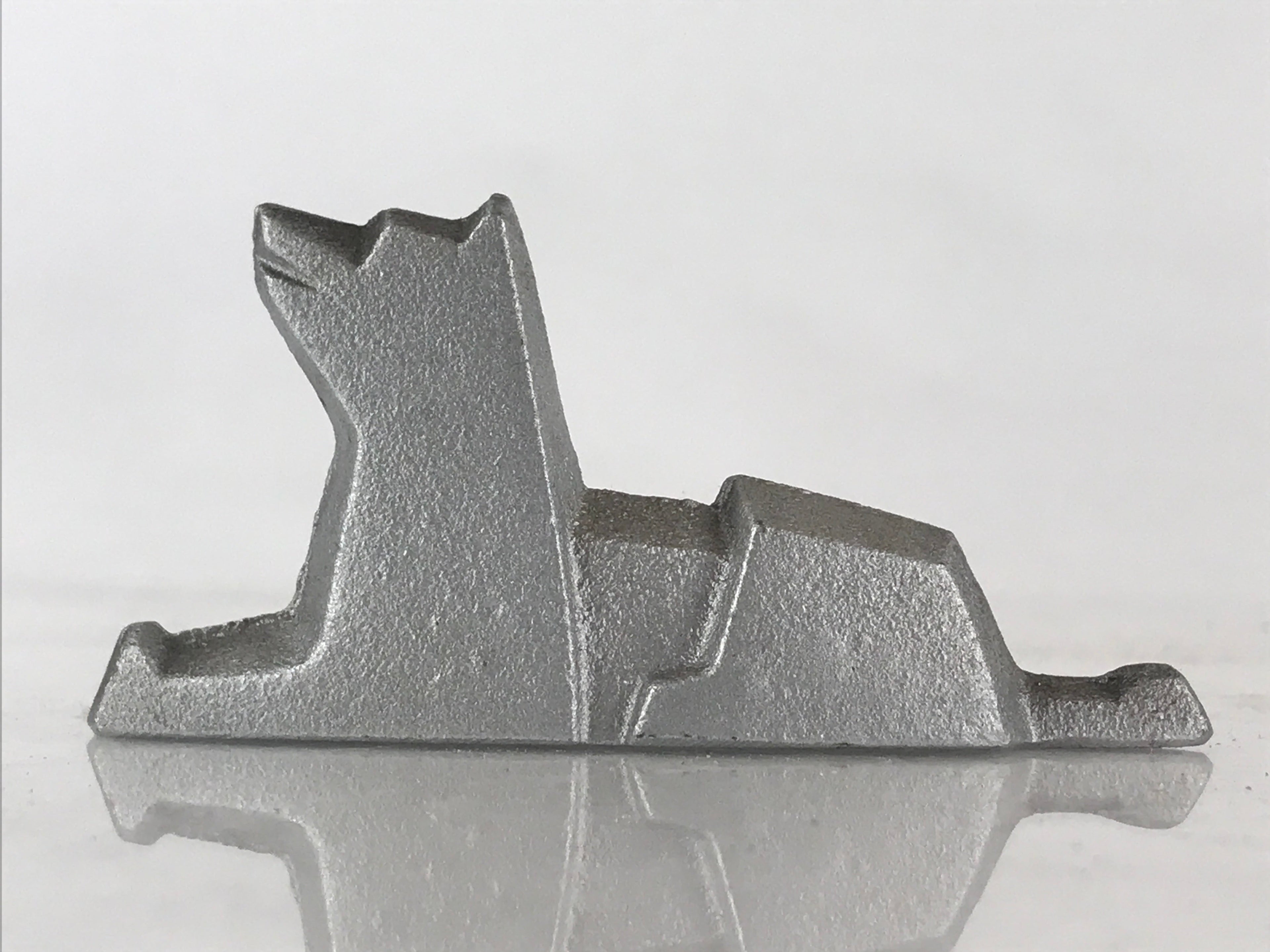 Japanese Iron Zodiac Symbol Dog Figurine Vtg Ornament Okimono Inu Silver BD869