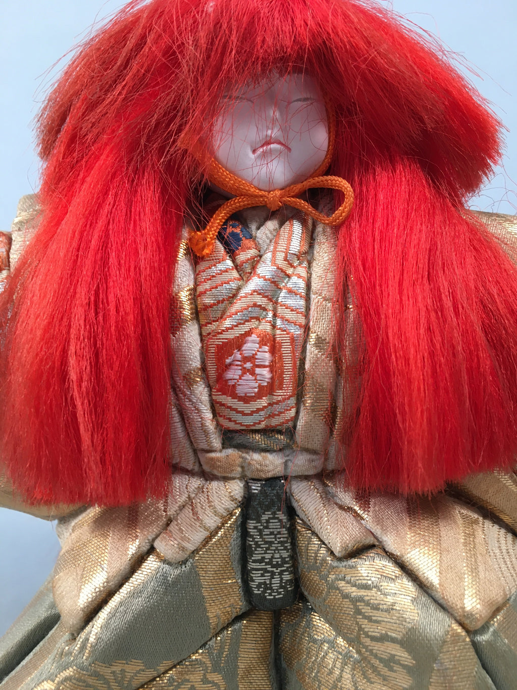 Japanese Kabuki Doll Vtg Lion Dancer Renjishi Ningyo Red Hair Kimono ID358