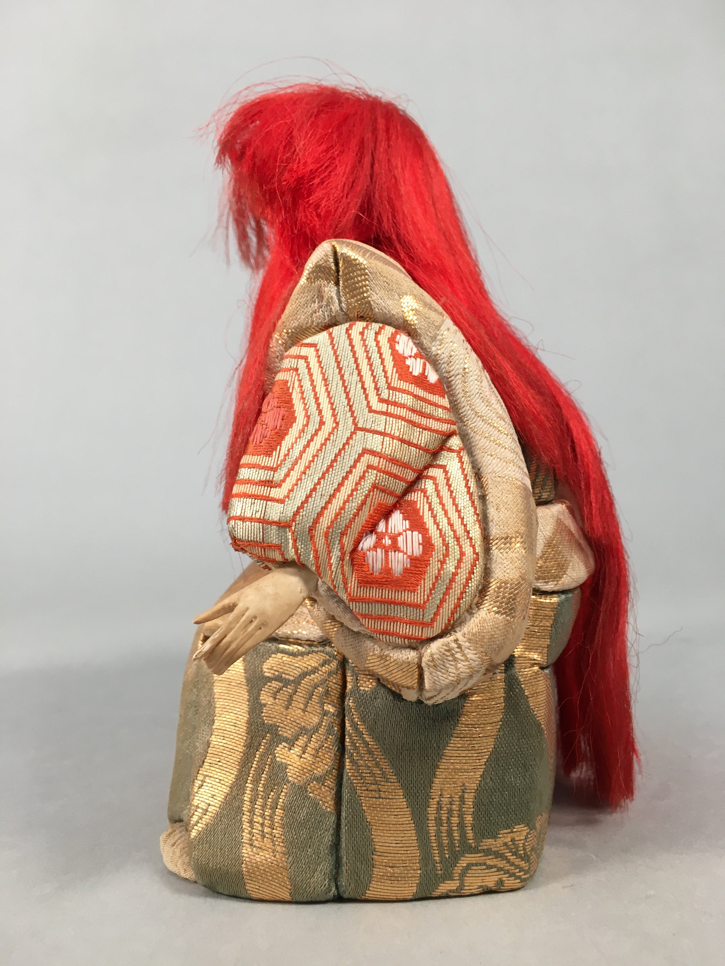 Japanese Kabuki Doll Vtg Lion Dancer Renjishi Ningyo Red Hair Kimono ID358