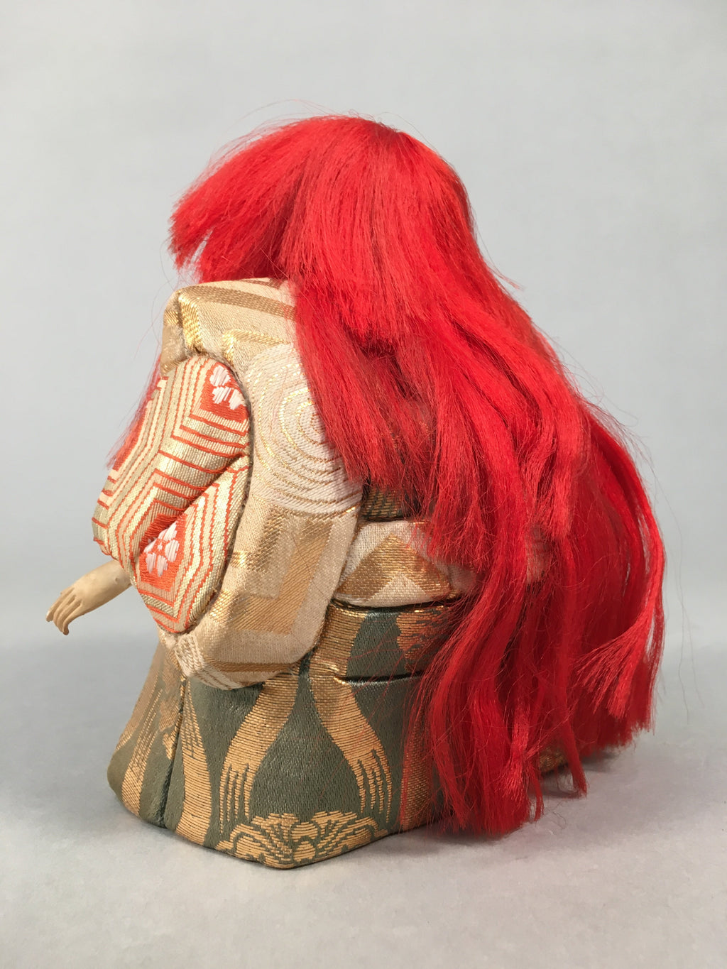 Japanese Kabuki Doll Vtg Lion Dancer Renjishi Ningyo Red Hair Kimono ID358