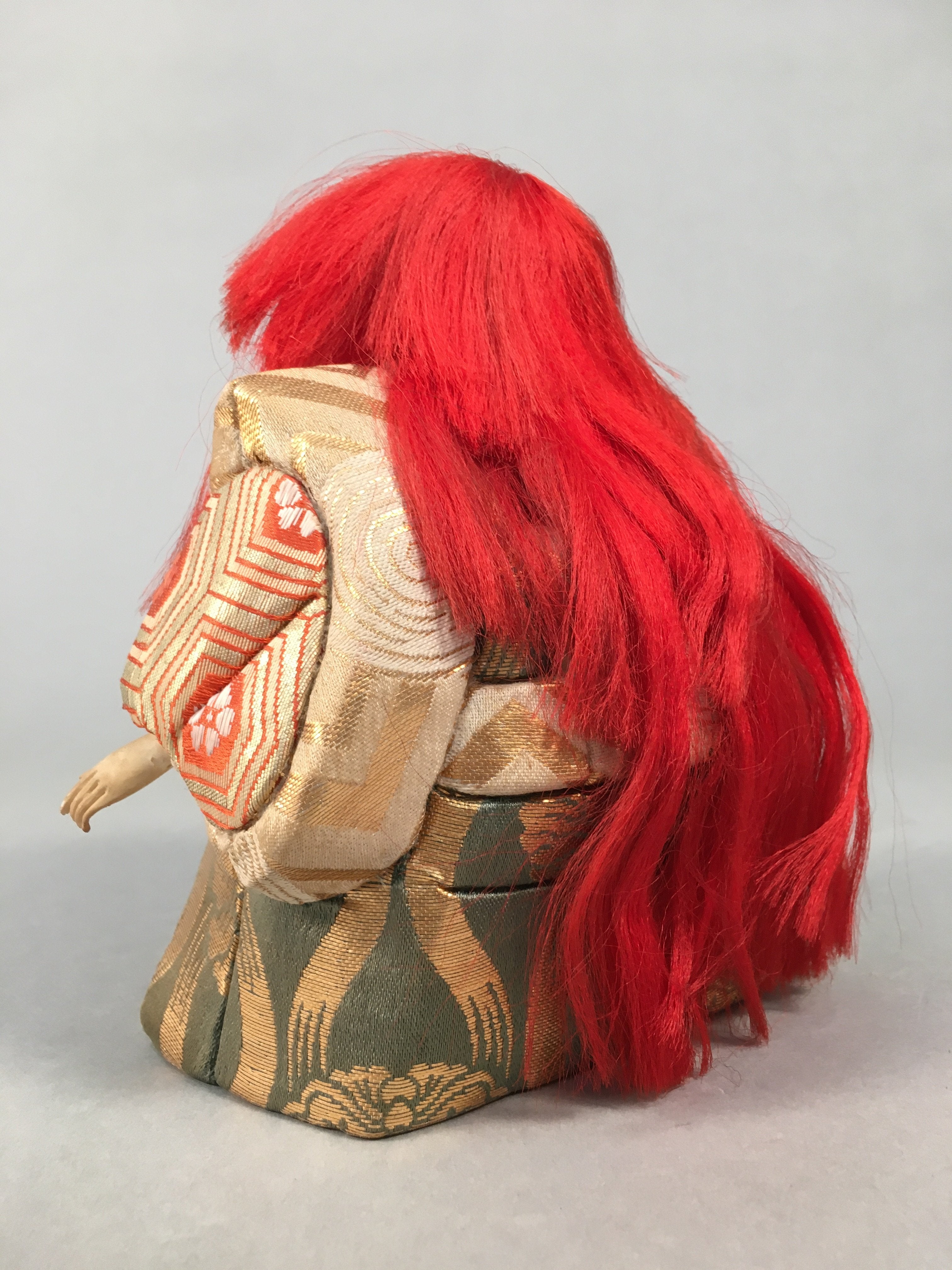Japanese Kabuki Doll Vtg Lion Dancer Renjishi Ningyo Red Hair Kimono ID358