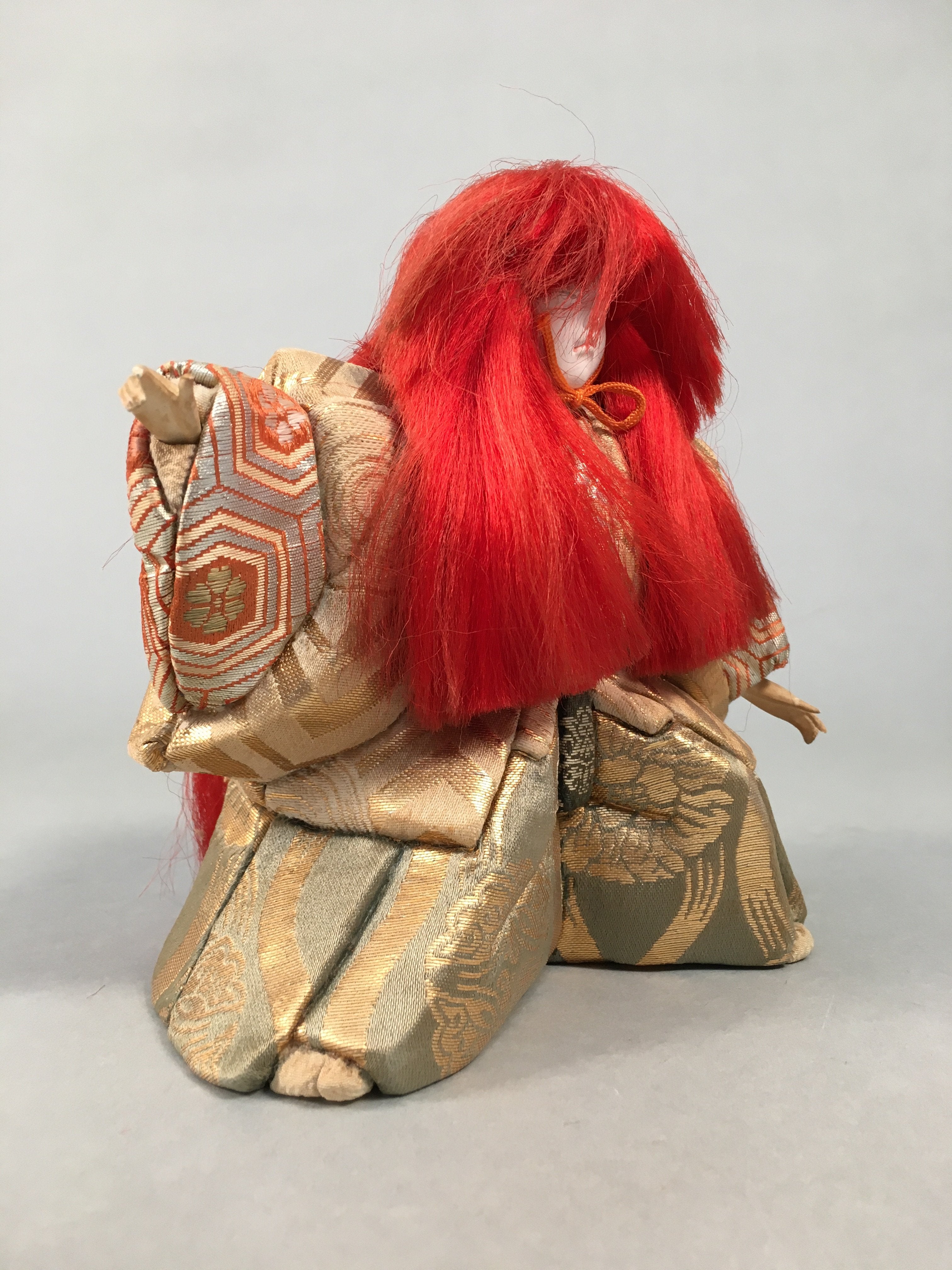 Japanese Kabuki Doll Vtg Lion Dancer Renjishi Ningyo Red Hair Kimono ID358