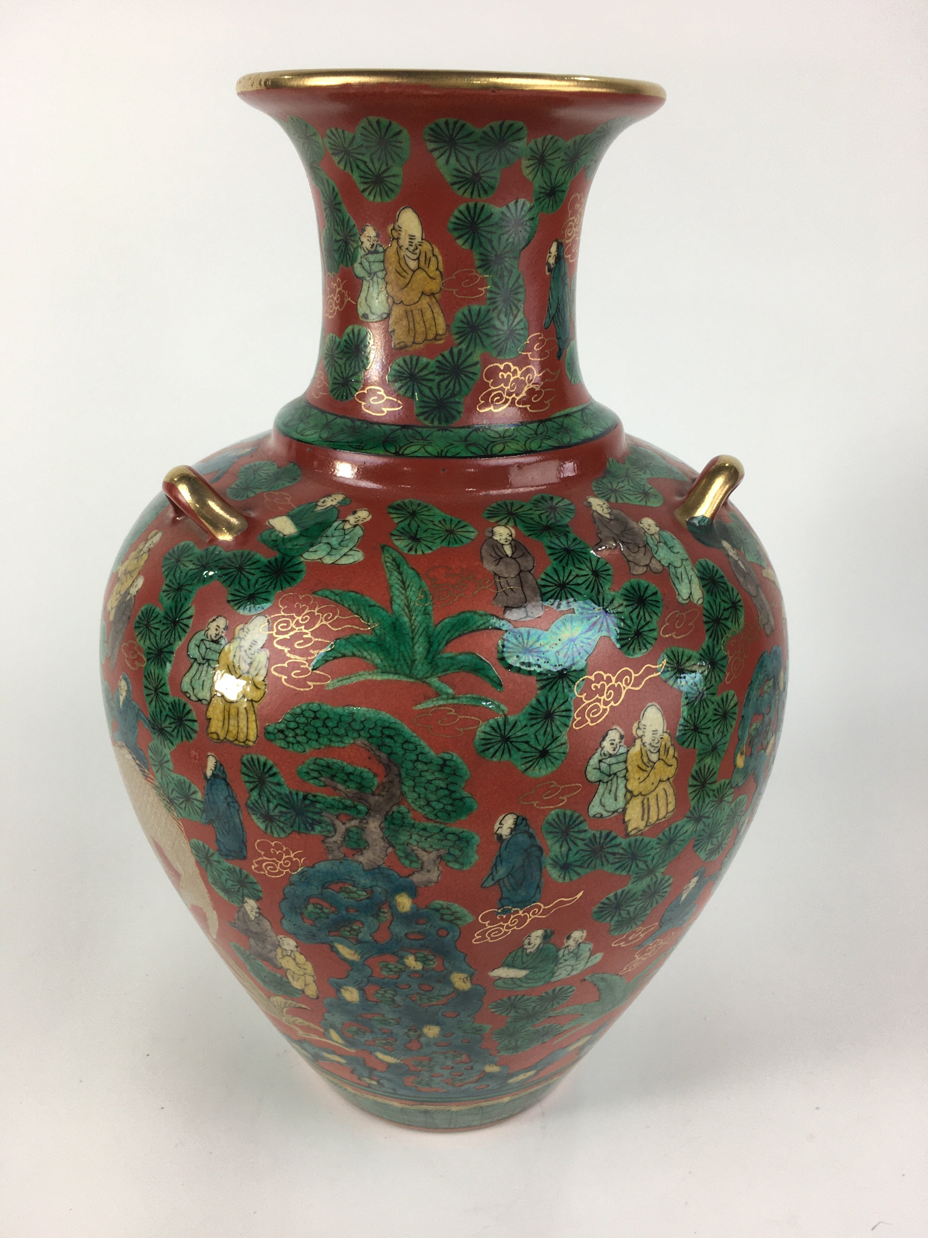 Japanese Kadofuku Kutaniyaki Flower Vase Vtg Kabin Pottery Ikebana FV911