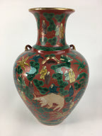 Japanese Kadofuku Kutaniyaki Flower Vase Vtg Kabin Pottery Ikebana FV911