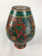 Japanese Kadofuku Kutaniyaki Flower Vase Vtg Kabin Pottery Ikebana FV911