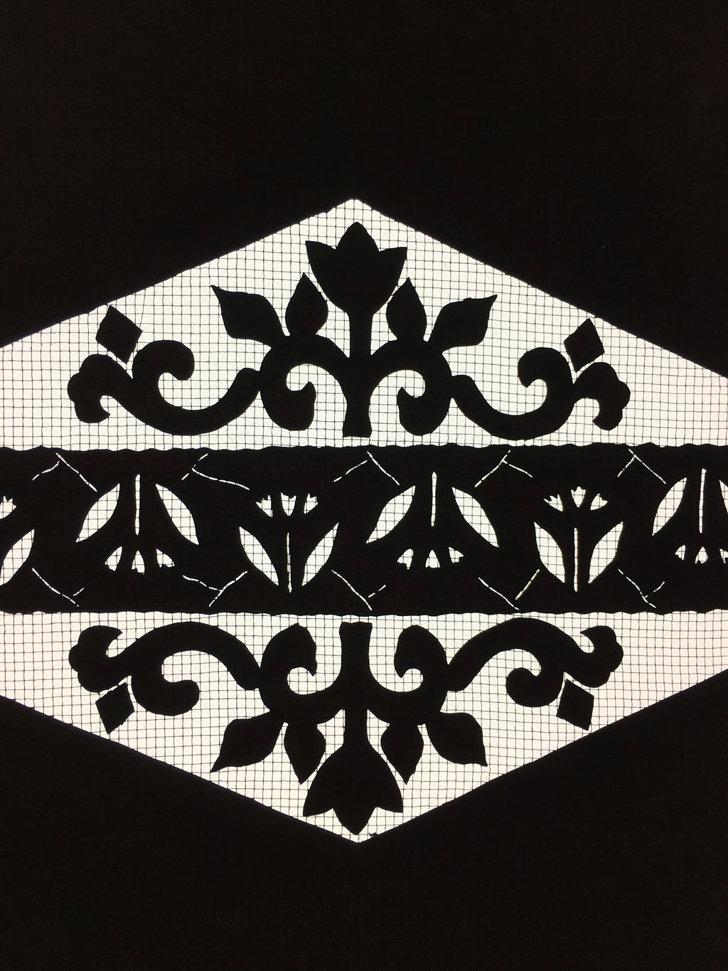 Japanese Katagami Kimono Pattern Stencil Katazome Hexagon Flower Shape C269