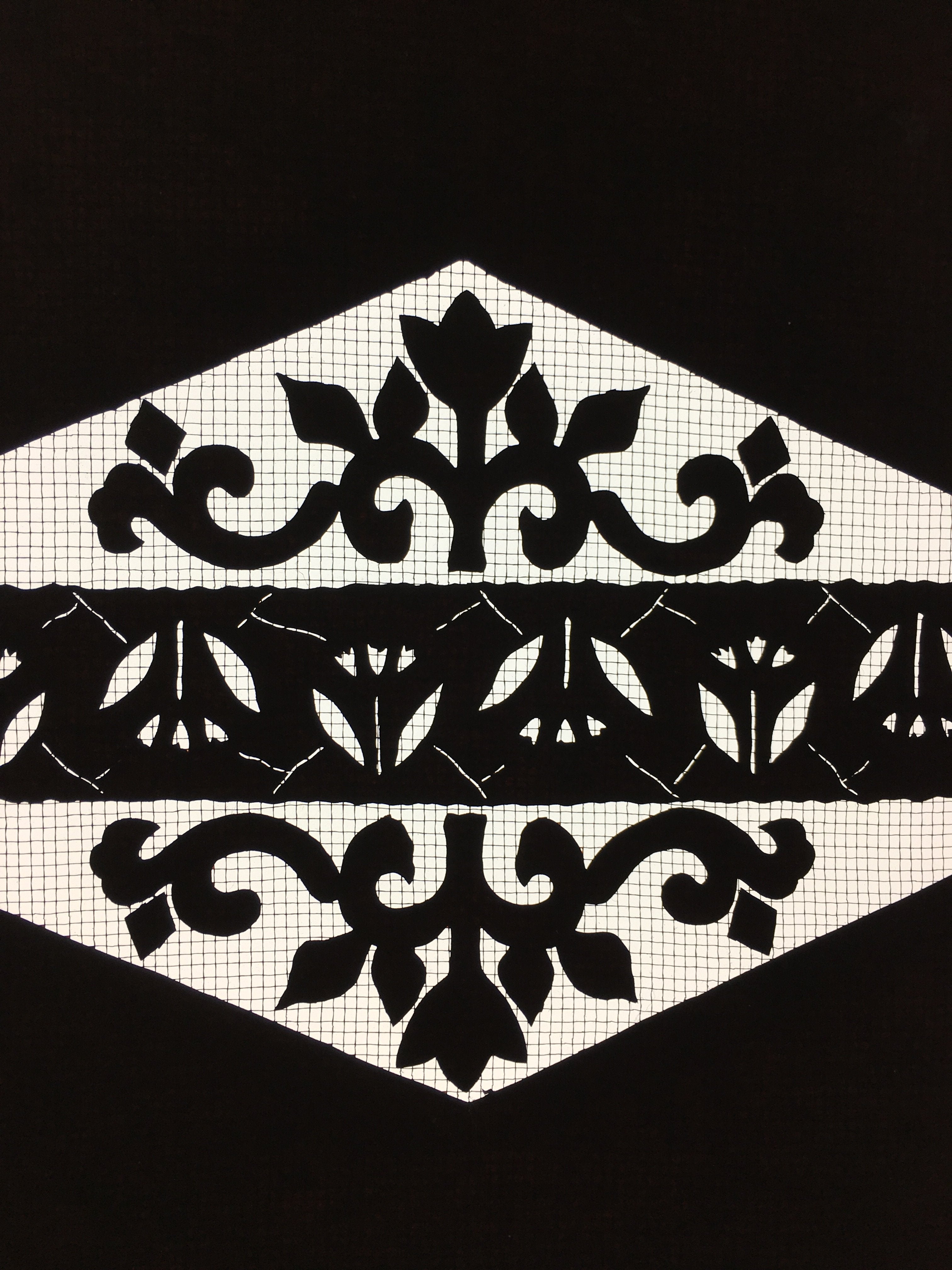 Japanese Katagami Kimono Pattern Stencil Katazome Hexagon Flower Shape C269