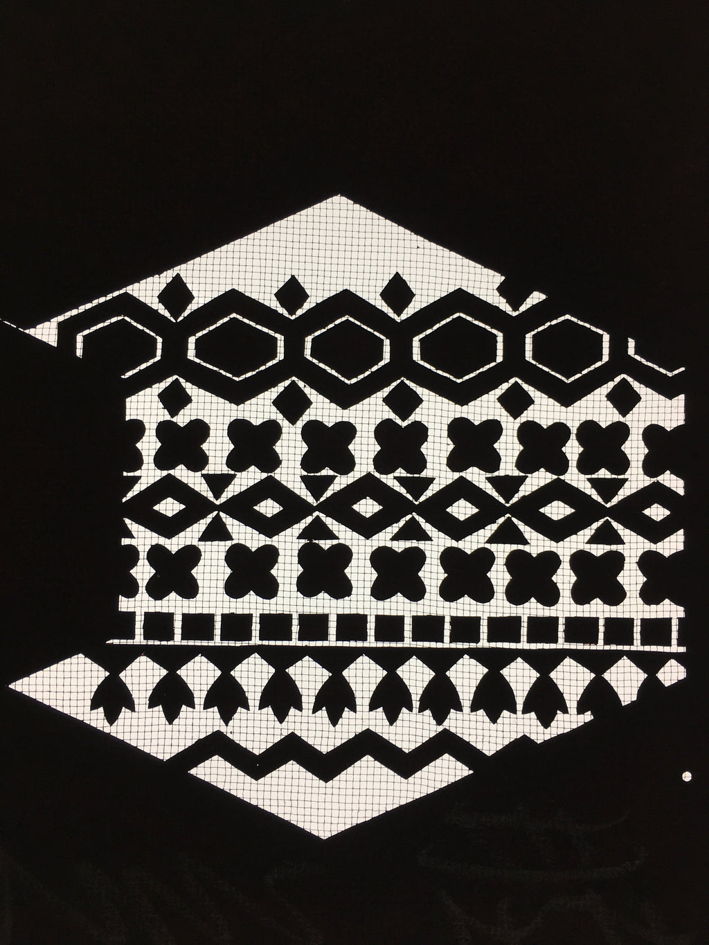 Japanese Katagami Kimono Pattern Stencil Katazome Hexagon Flower Shape C269