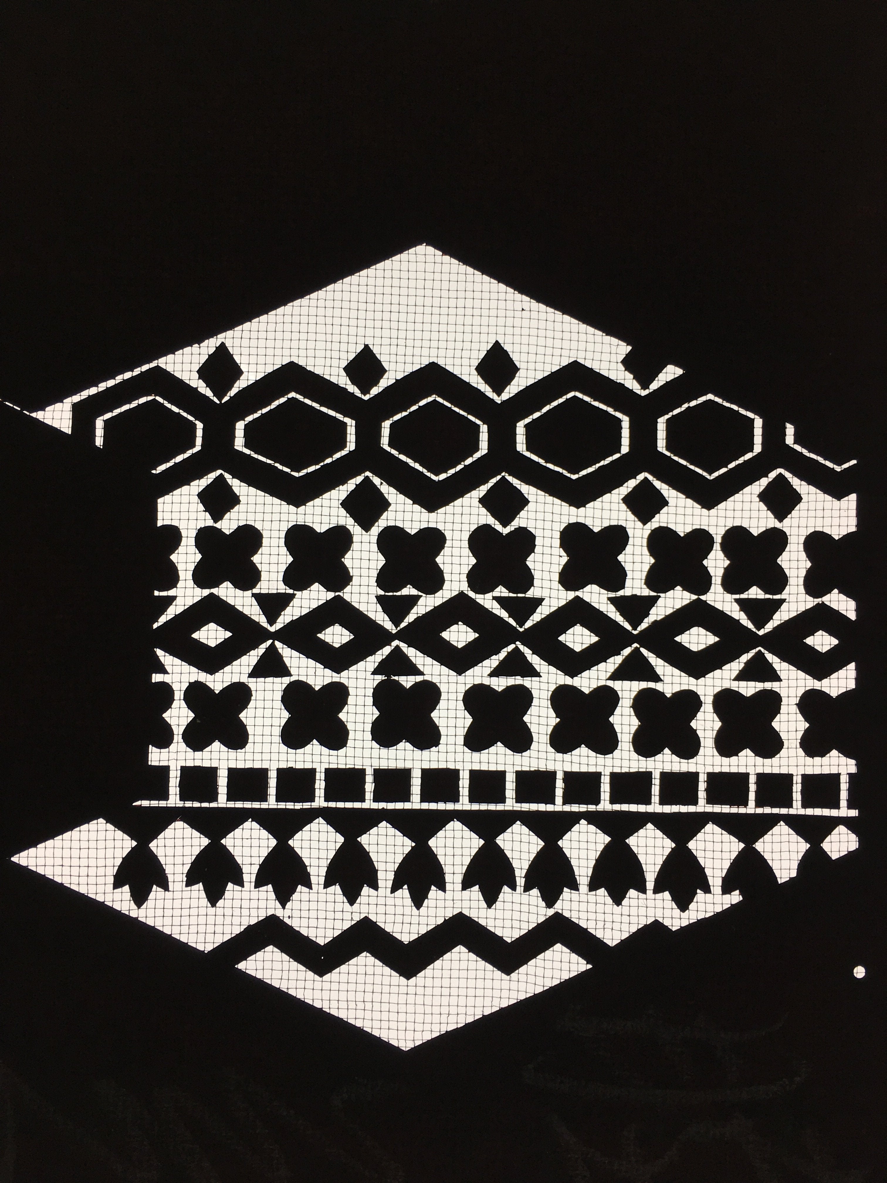 Japanese Katagami Kimono Pattern Stencil Katazome Hexagon Flower Shape C269